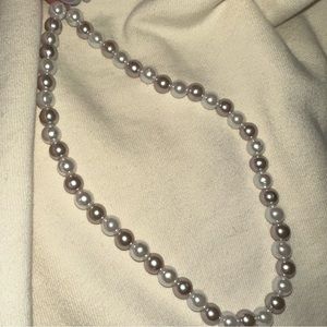 pearl 2 toned pearl necklace, not real pearls. can add charm if requested.